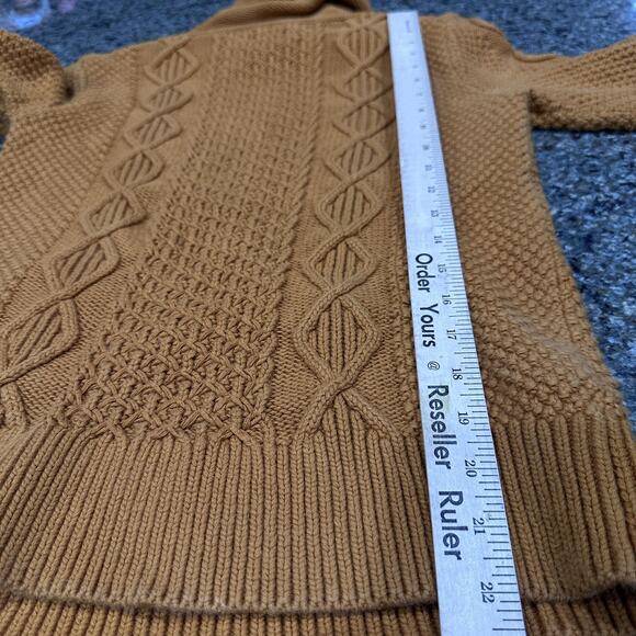 LL Bean Signature Sweater Womens Small Orange Cable Knit Cowl Neck Cotton - Picture 5 of 7